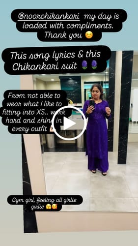Customer video review of Purple 2 piece Rayon Mukaish set