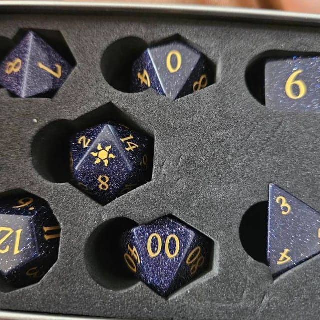 Customer photo review of Cosmic Veil Dice Set (Blue Sandstone)