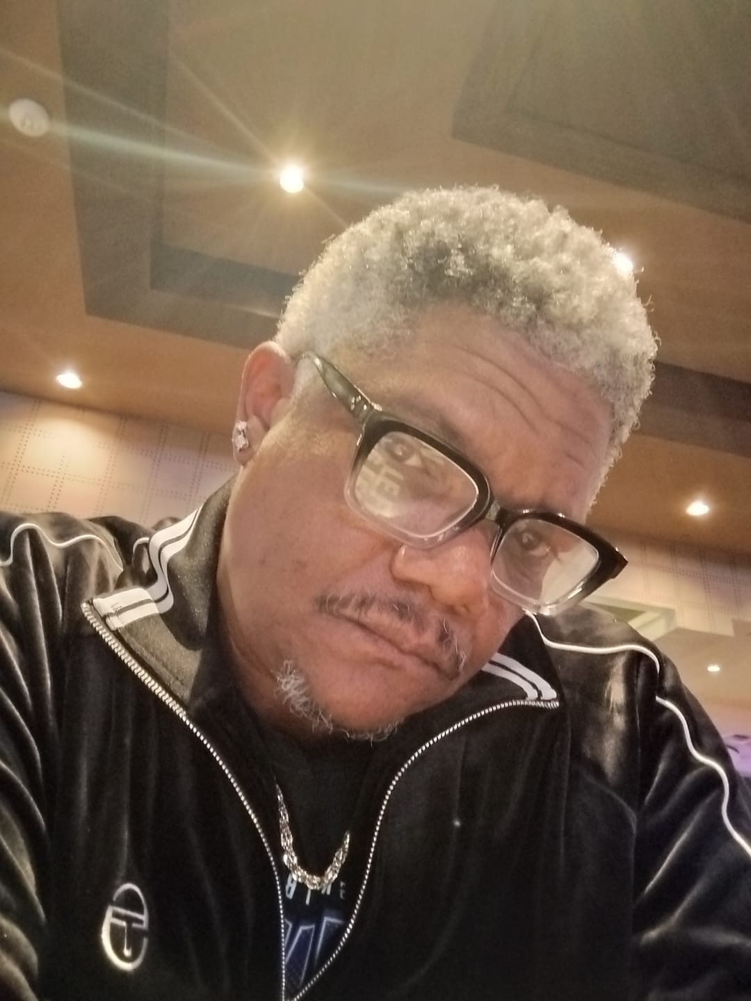 Customer photo review of Lioni Velour Track Jacket- Black Beauty