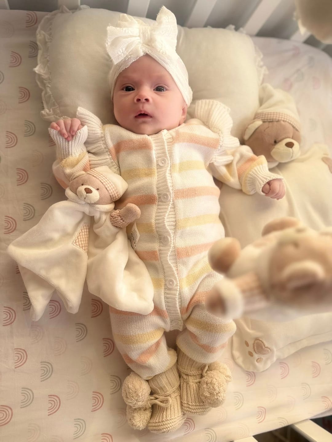 Customer photo review of Baby Comforter & Dummy Clip Set | White & Beige