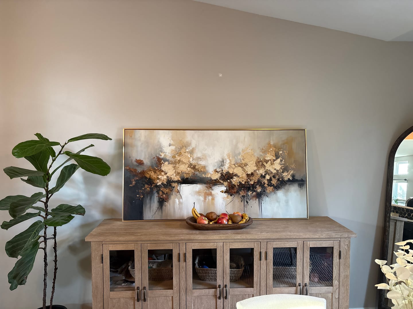 Customer photo review of Golden Reverie-Hand-Painted Textured Abstract Gold Painting for Modern Home Decor