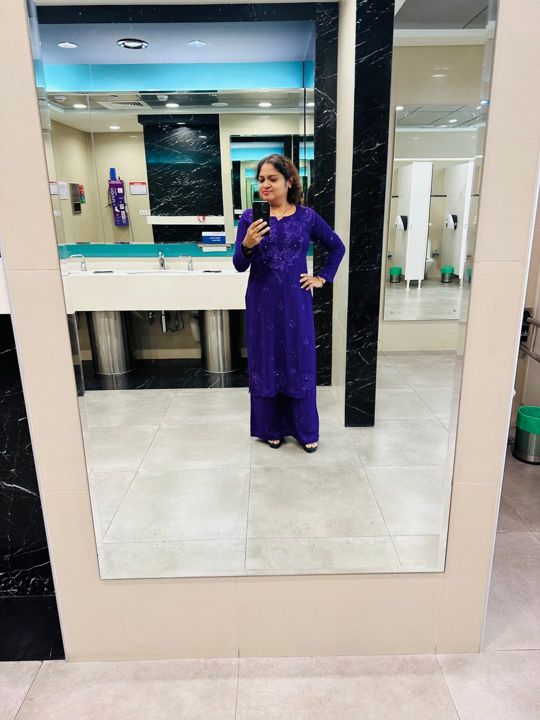 Customer photo review of Purple 2 piece Rayon Mukaish set