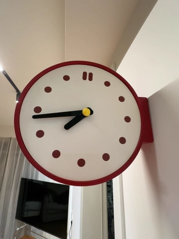Customer photo review of Corner View Double-Sided Clock