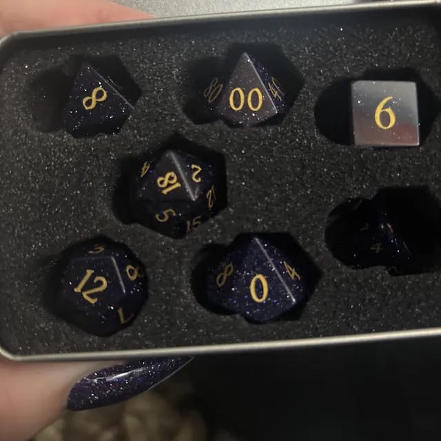 Customer photo review of Cosmic Veil Dice Set (Blue Sandstone)