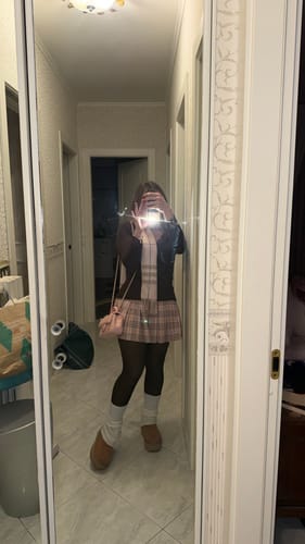 Customer photo review of Girly Plaid Pleated High Rise Skirt (Pink)