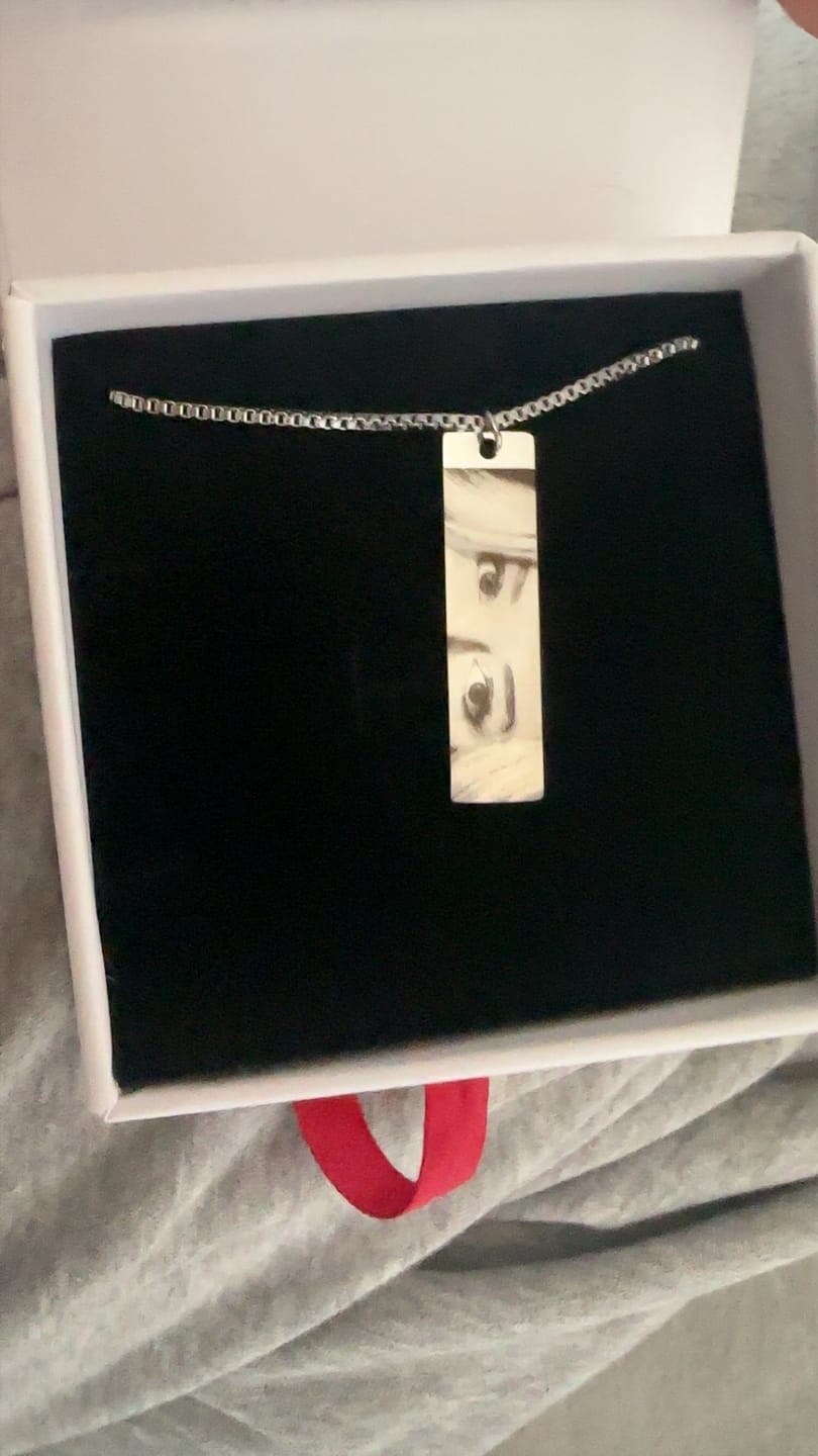 Customer photo review of Personalized Eye Photo Necklace