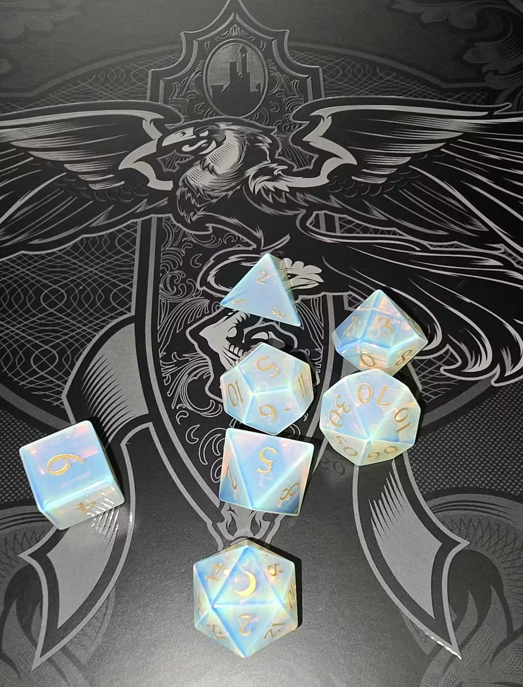 Customer photo review of Opalite Dice Set
