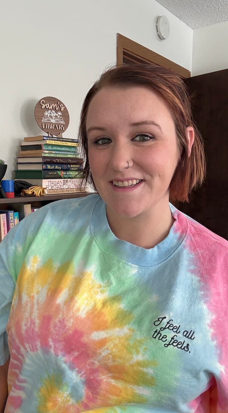 Customer photo review of I Feel All The Feels Oversized tie-dye t-shirt