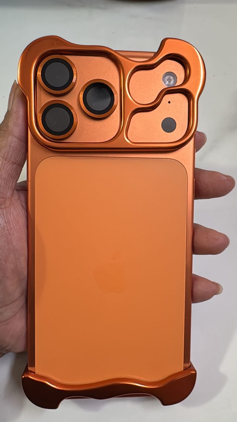 Customer photo review of Premium Skeleton Luxury iPhone Samsung Sleek Aluminium Metal Bumper Case With Camera Lens Protection