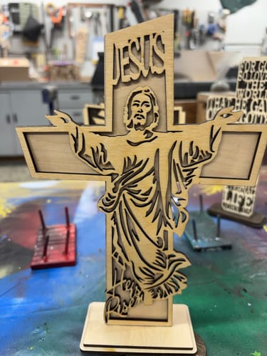Customer photo review of Stand Easter cross 5 bundle laser cut svg file