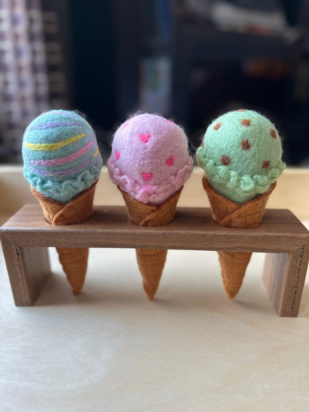 Customer photo review of Felt Ice Cream Cone Holder - Australian Made (Ice Cream Cone Not Included)