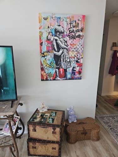 Customer photo review of BANKSY I WILL LOVE YOU FOREVER CANVAS