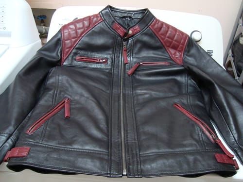 Customer photo review of Rollins Men's Black and Burgundy Quilted Biker Style Jacket