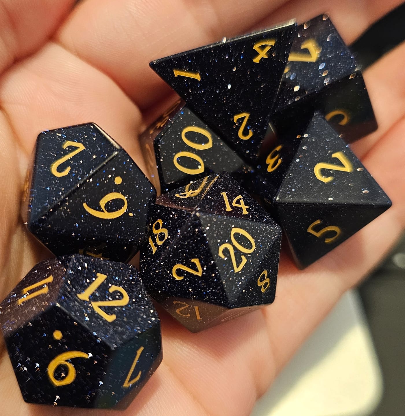 Customer photo review of Cosmic Veil Dice Set (Blue Sandstone)