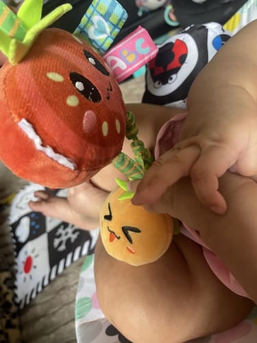 Customer photo review of Hanging Plush Baby Rattle with Teether – Stroller Toy for Babies