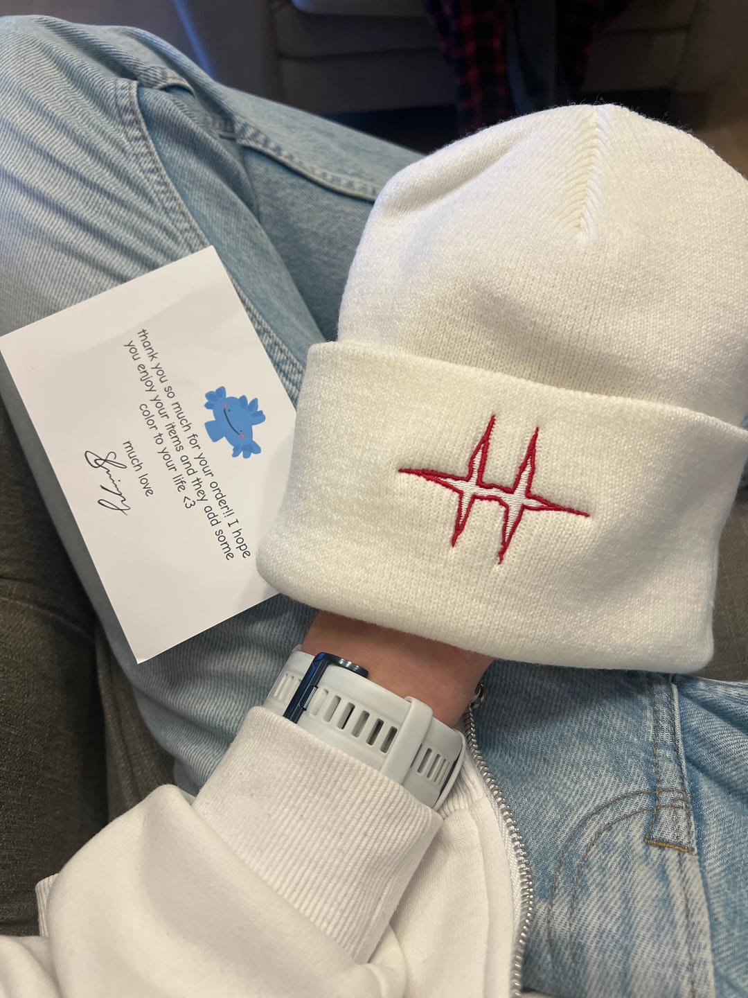 Customer photo review of THE EVIL SHRIMPY BEANIE