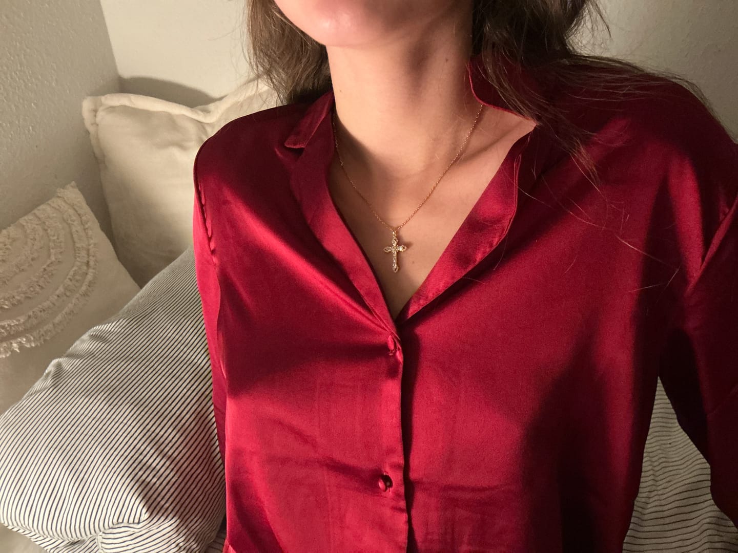 Customer photo review of Helena Cross Pendant Necklace