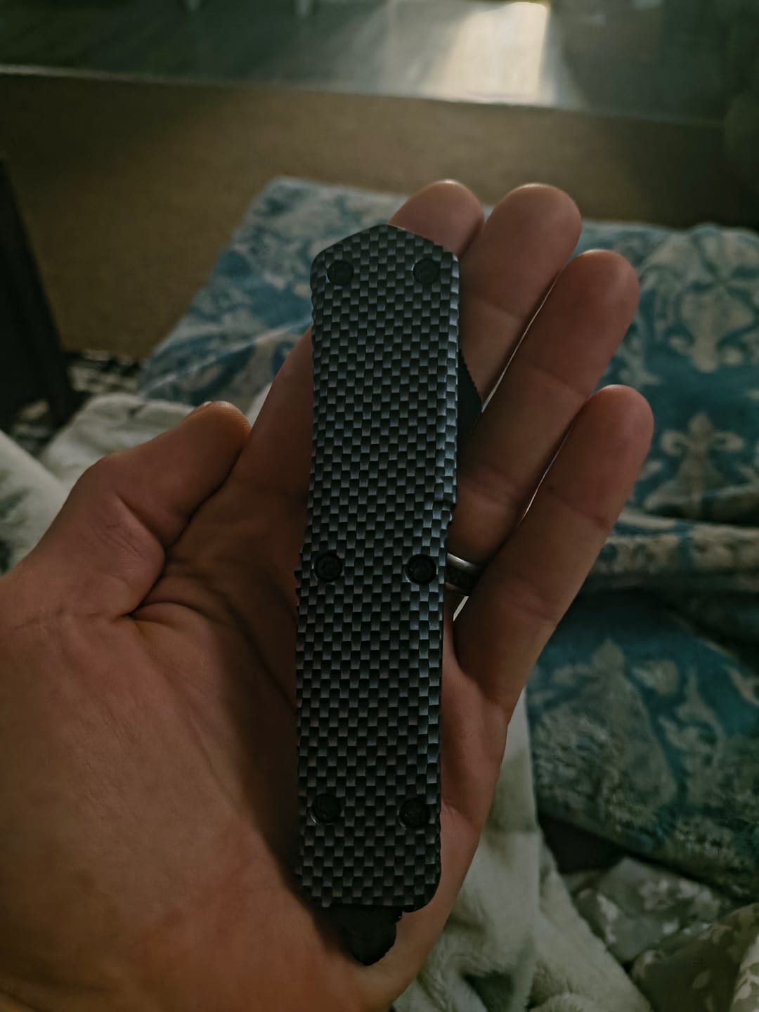 Customer photo review of Carbon Fiber Ghost OTF Knife (Multiple Blade Styles Available)