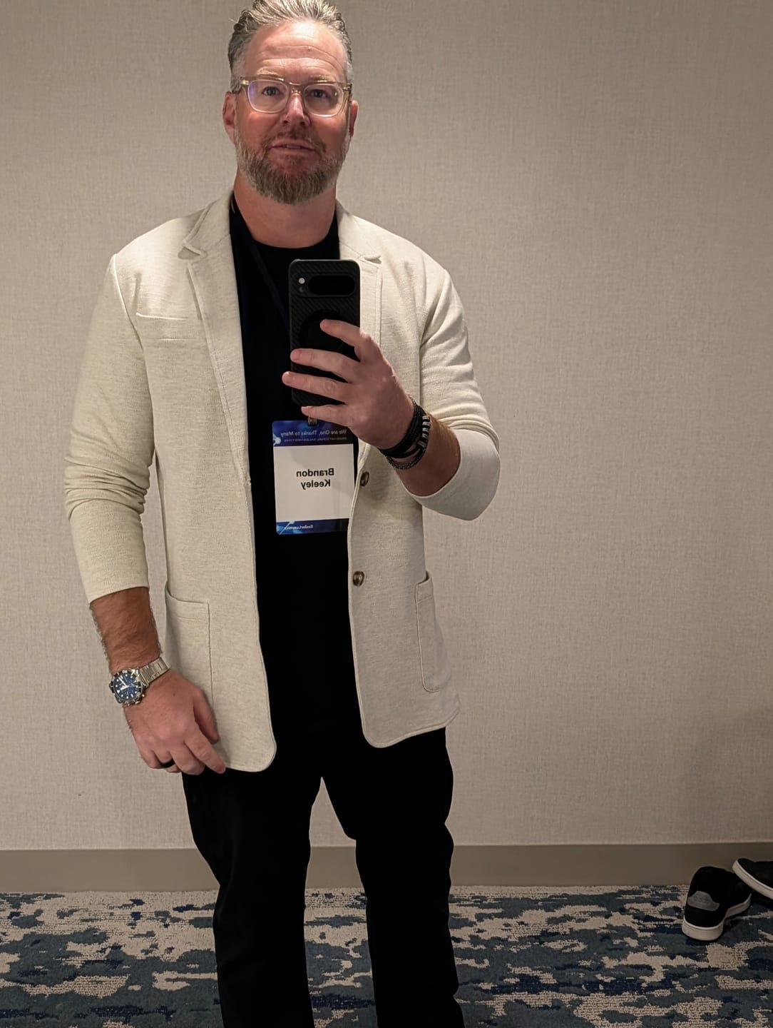 Customer photo review of Casual Knit Blazer: Oatmeal