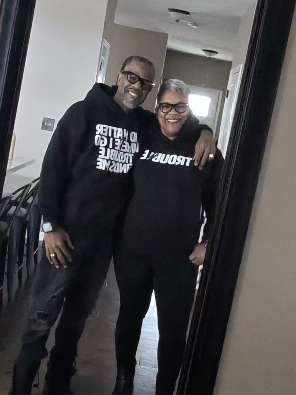 Customer photo review of Trouble Finds Me Hoodie