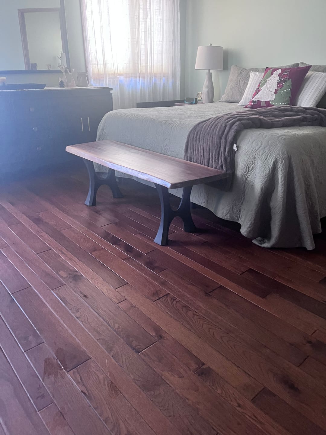 Customer photo review of Bench Legs 103 Haru 16.3" H for Dining Live Edge Tabletop