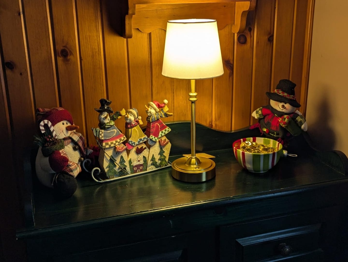 Customer photo review of LED Retro Fabric Cordless Table Lamp