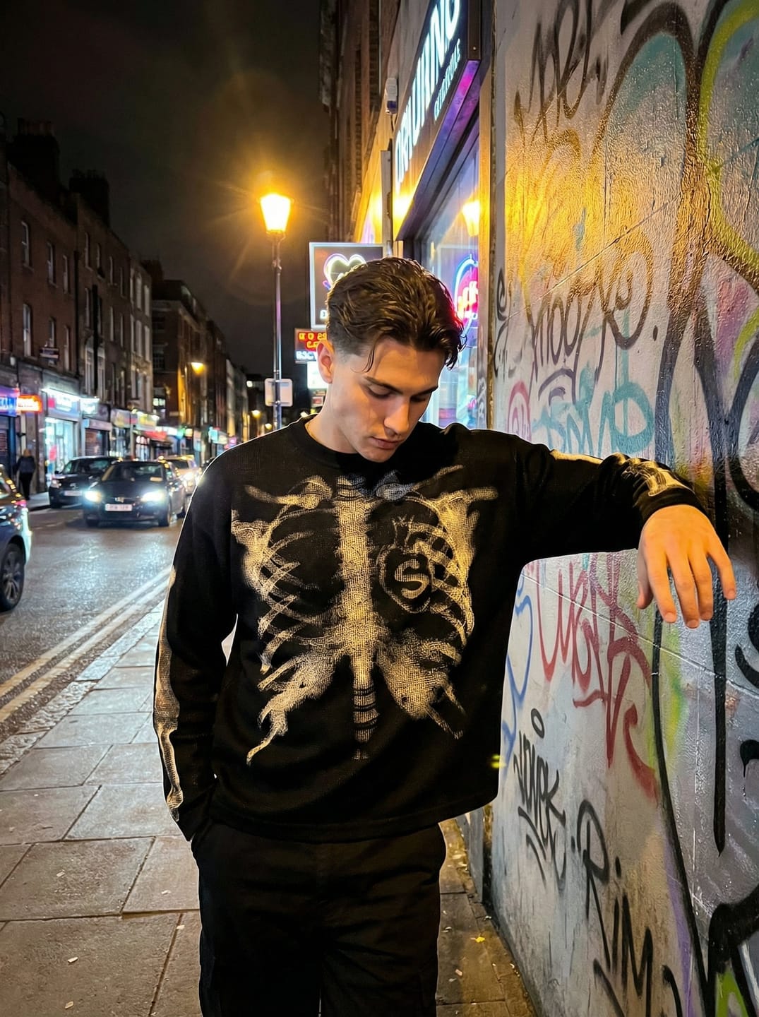 Customer photo review of Skeleton Graphic Waffle Sweatshirt - 2495
