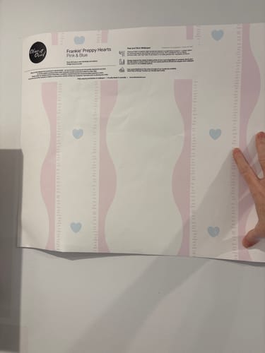 Frankie&rsquo; Preppy Hearts in Pink & Blue By the Roll Wallpaper in a customer&rsquo;s home - verified photo review