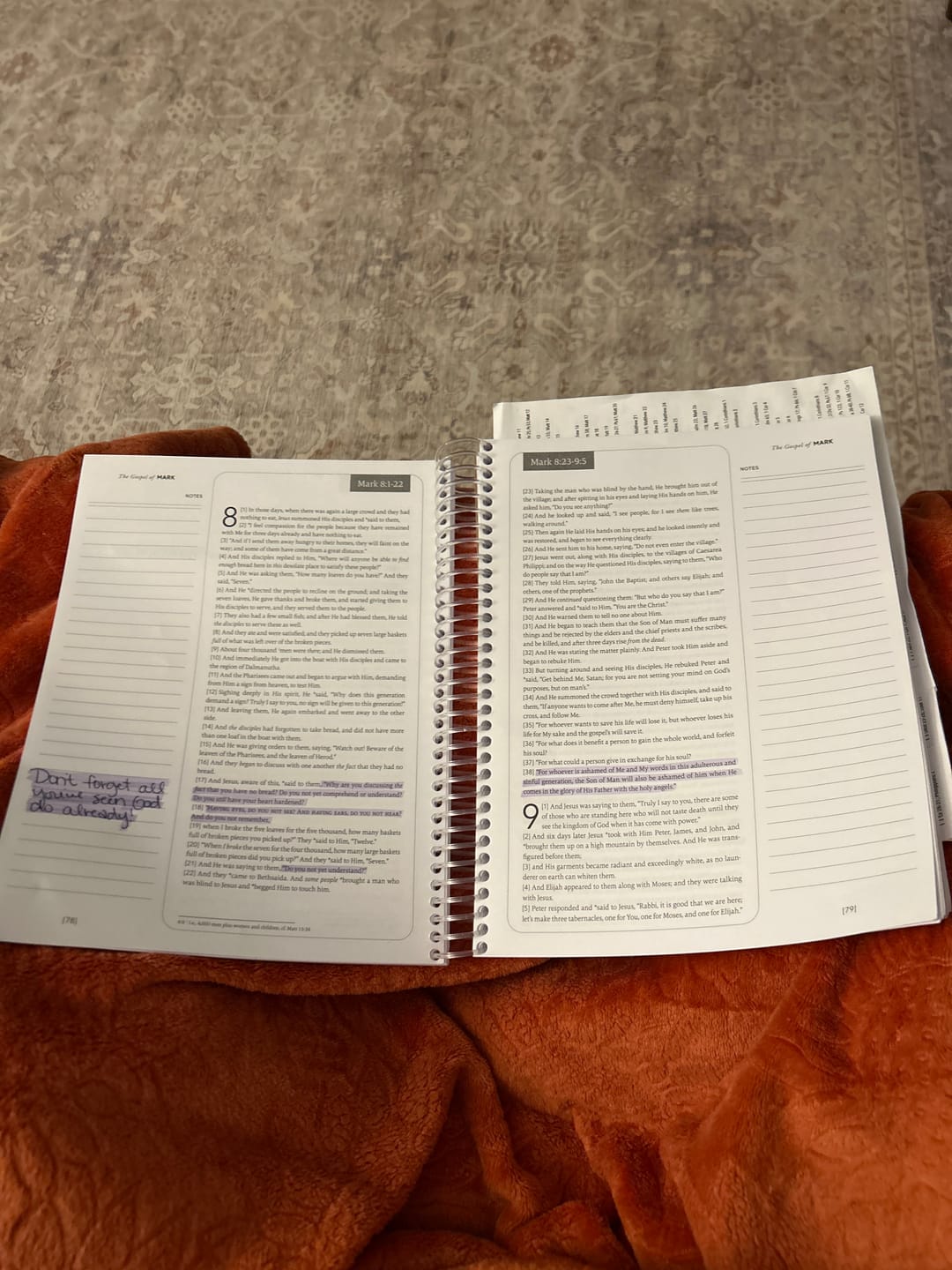 Customer photo review of Spiral Bible™ - NASB - New Testament - Flake