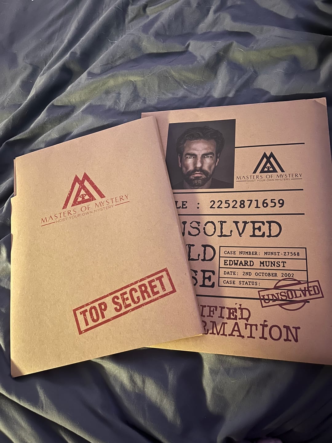 Customer photo review of Unsolved Cold Case Files Game - Edward Munst Unsolved Murder Mystery - Perfect Date Night Game - Phys