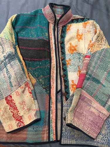 Customer photo review of The Ladhiya Quilted Patchwork Kantha Jacket