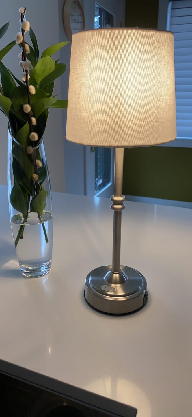 Customer photo review of LED Retro Fabric Cordless Table Lamp
