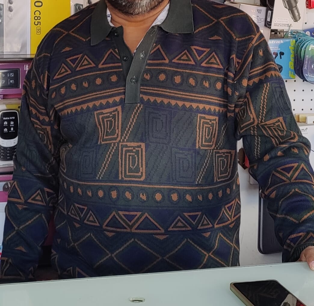 Customer photo review of Multicolour Geometric Jacquard Knit Sweatshirt