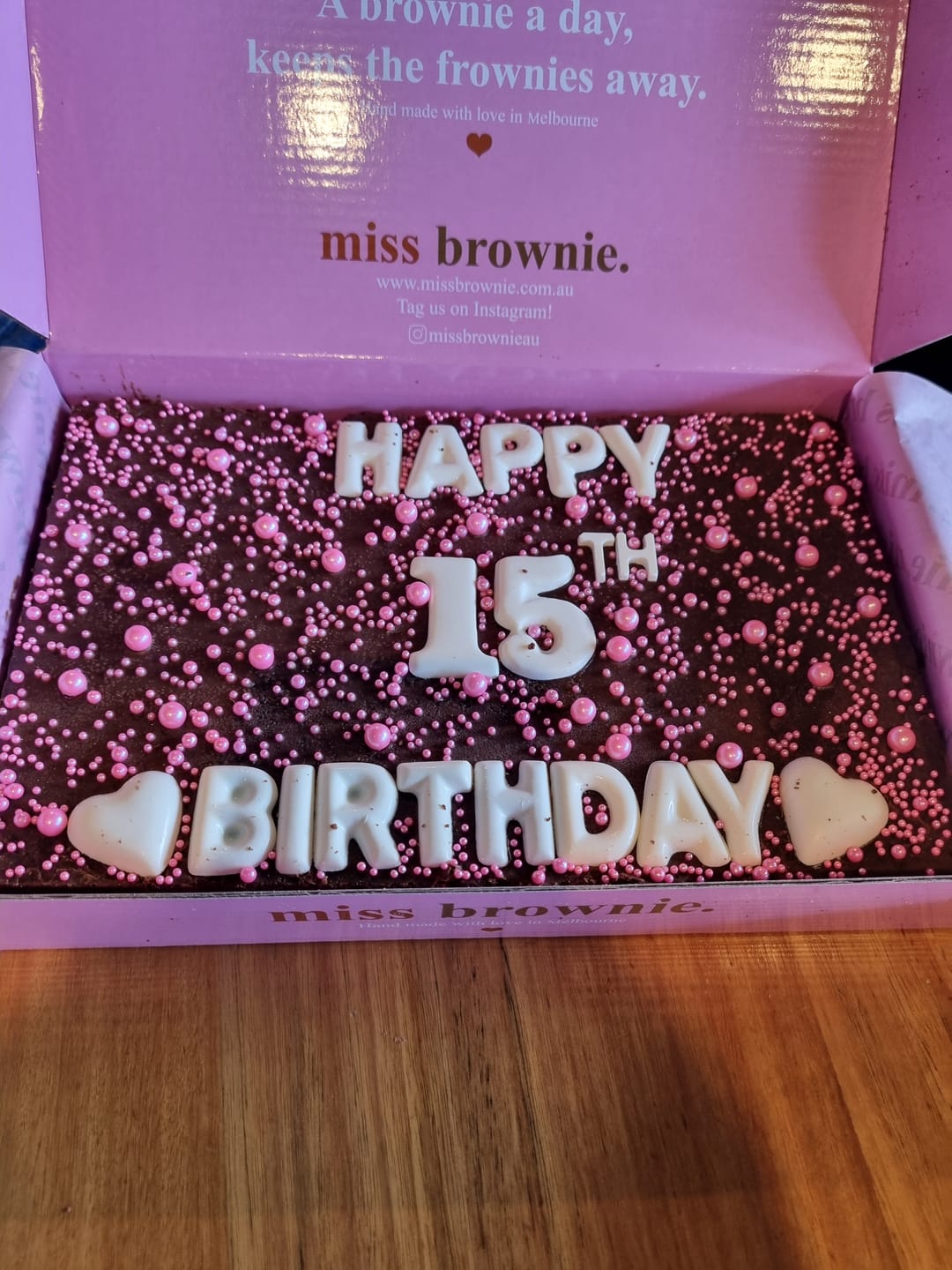 Customer photo review of Birthday Brownie · Large