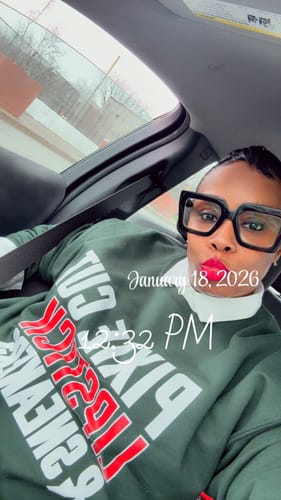 Customer photo review of Pixie, Lipstick, & Sneakers Sweatshirt (Green)