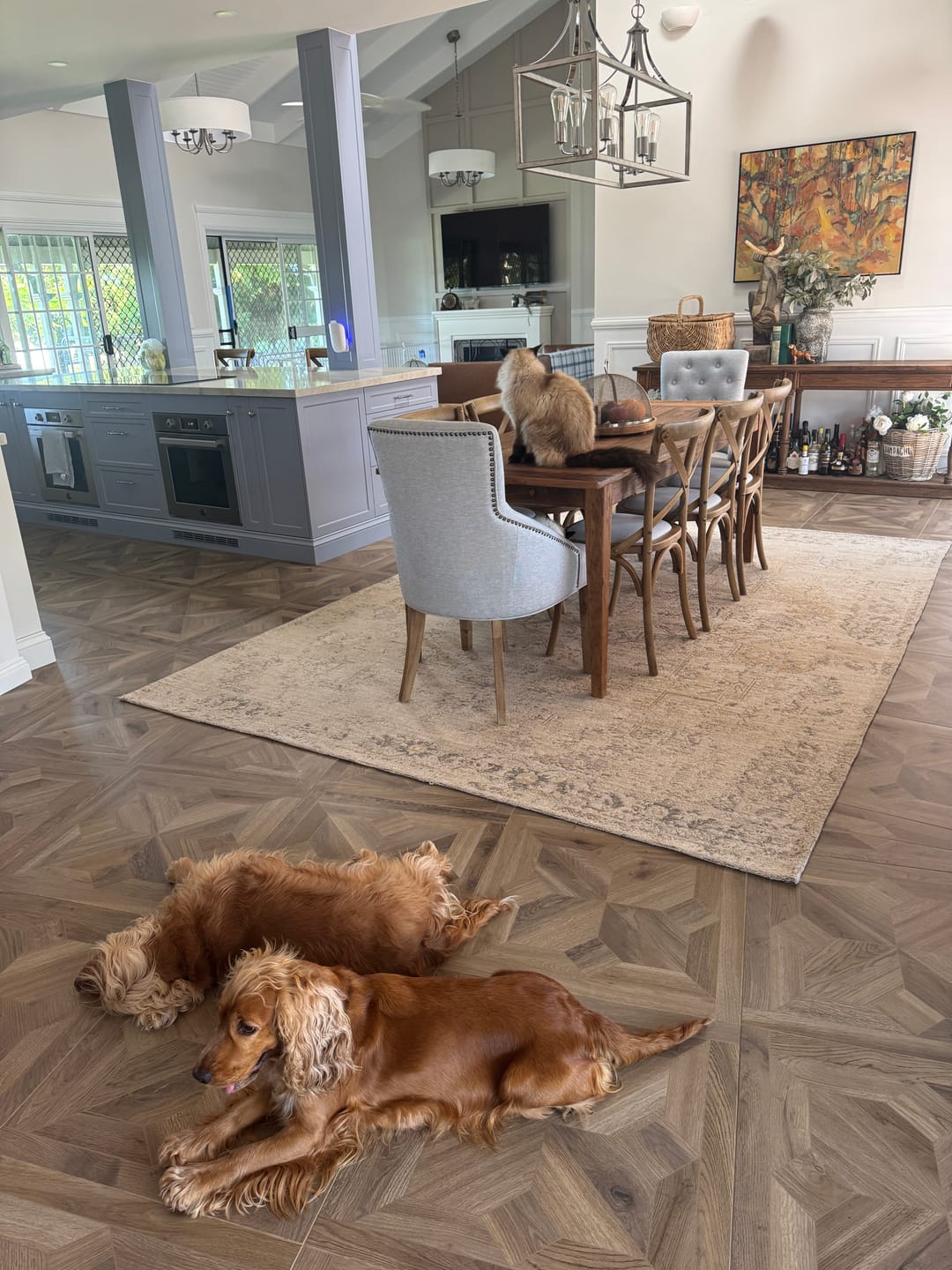 Customer photo review of Leopold Upholstered Linen Dining Chair