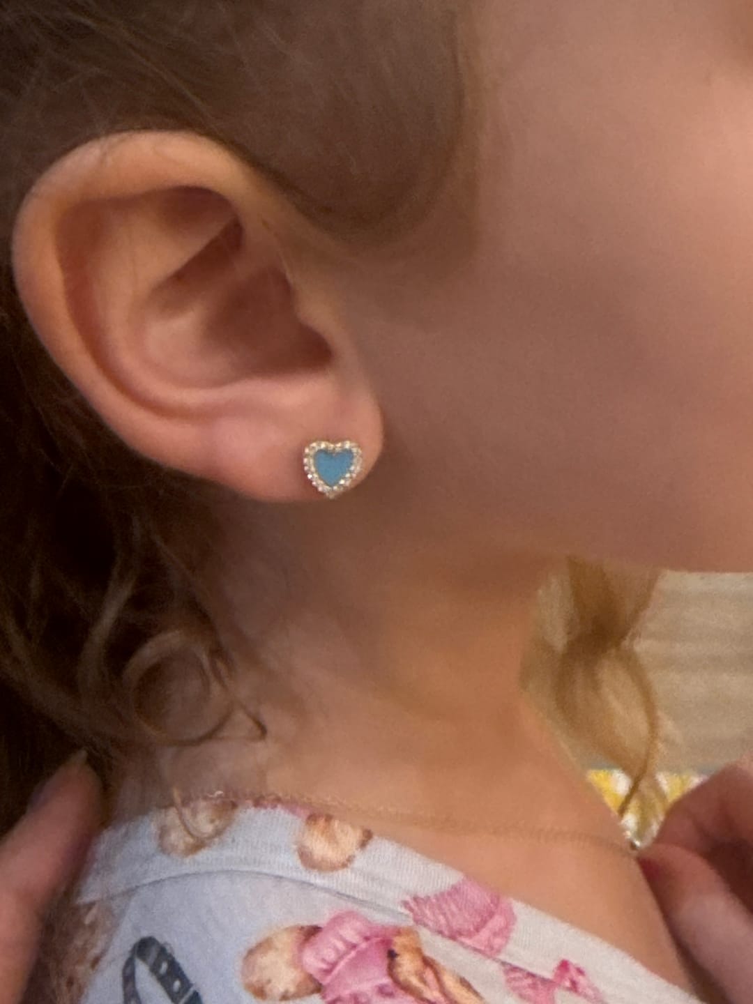 Customer photo review of Heart Pave Outline Studs