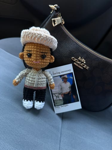 Customer photo review of Dolly® Personalized Crochet Doll with Photo Card