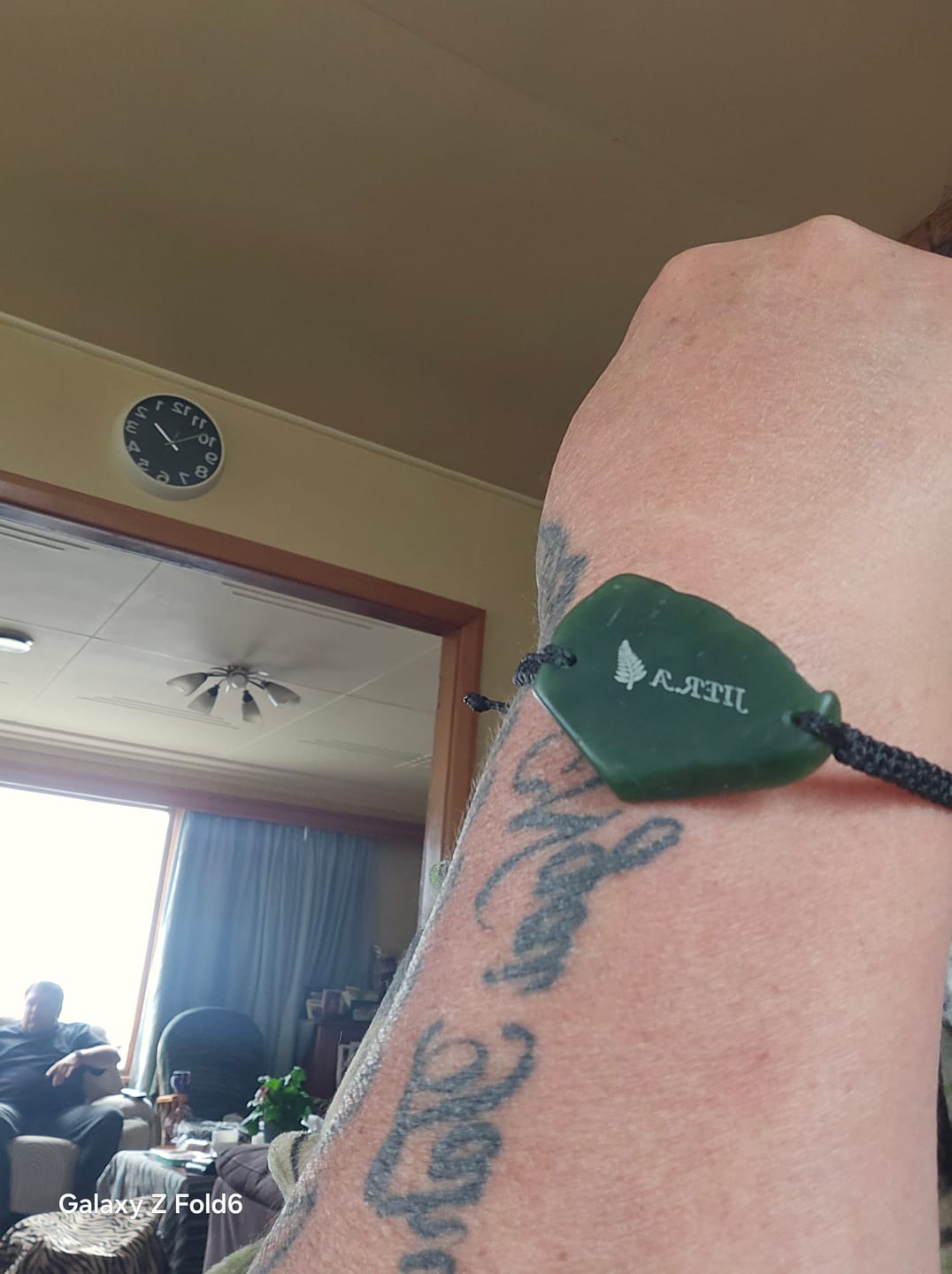 Customer photo review of Engraved Greenstone Bracelet