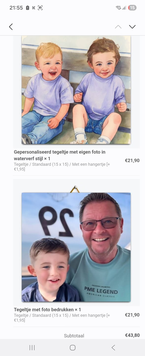 Customer photo review of Gepersonaliseerd tegeltje met eigen foto in waterverf stijl