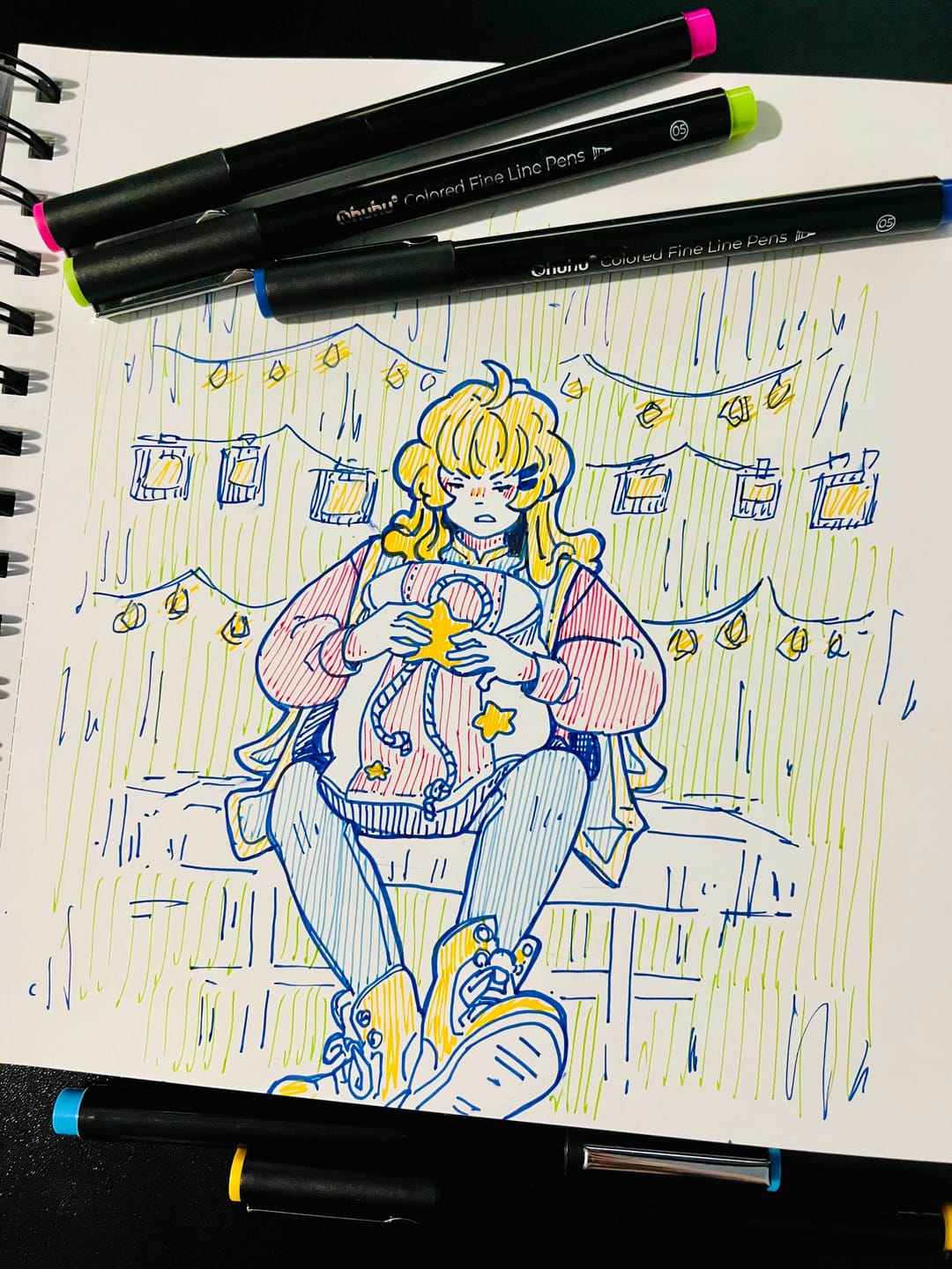 Customer photo review of Ohuhu Hana Highway Fineliner Drawing Pens,18 Pack