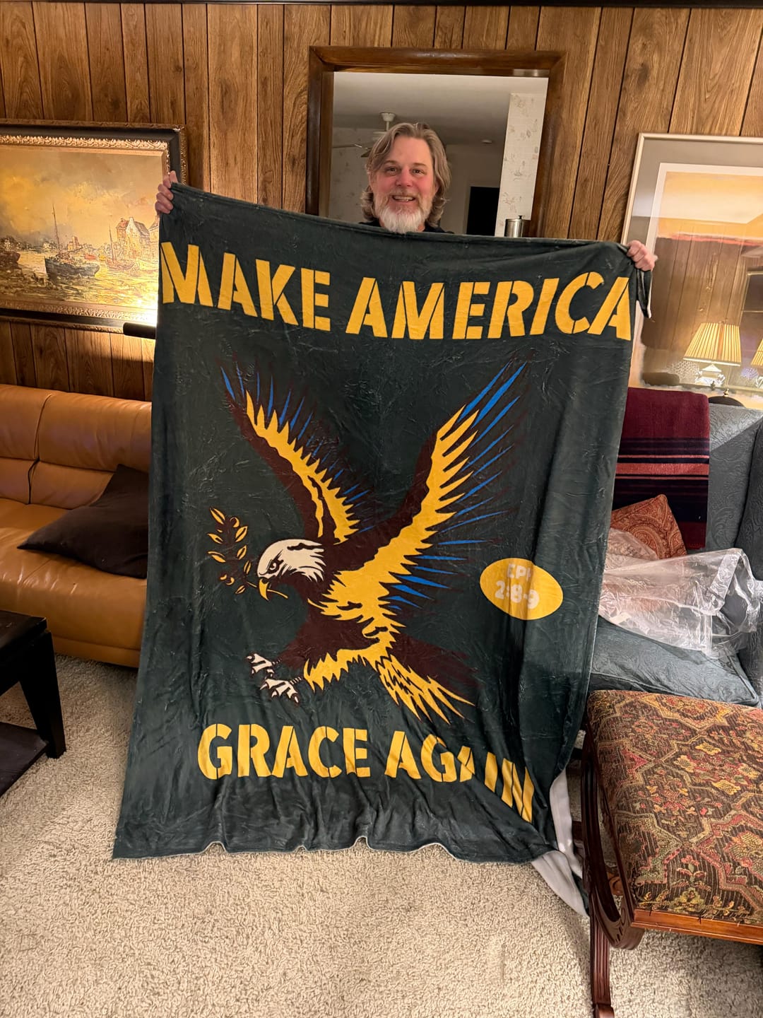 Customer photo review of Make America Grace Again Oversized Blanket