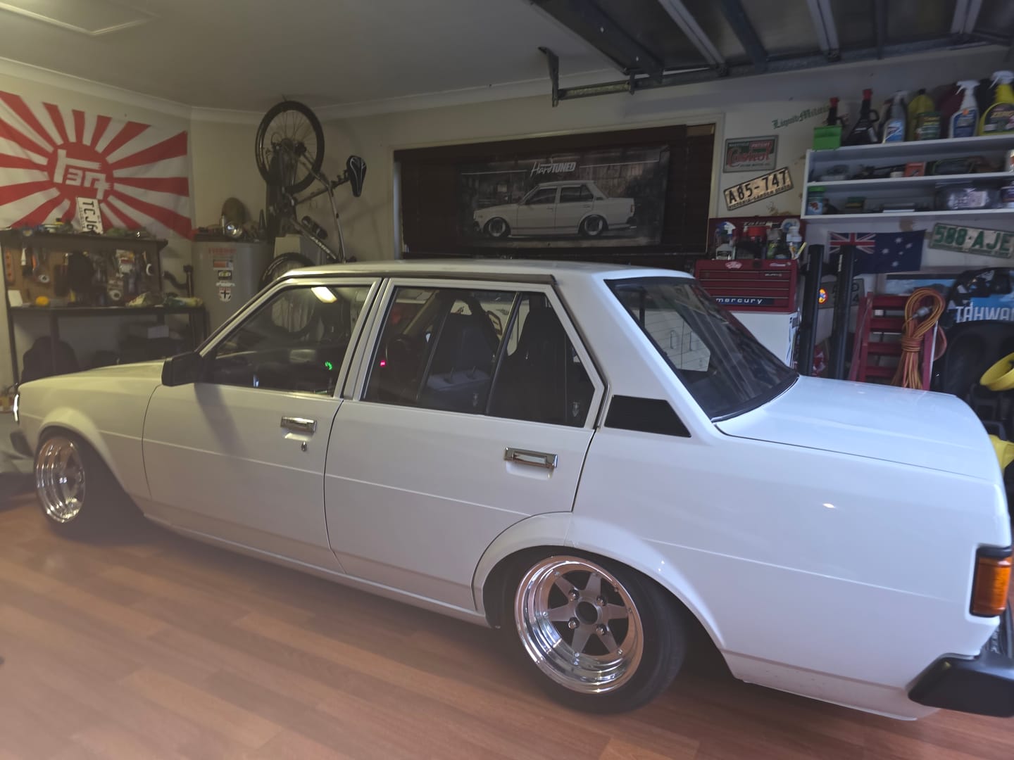 Customer photo review of Toyota Corolla KE70 Garage Flag