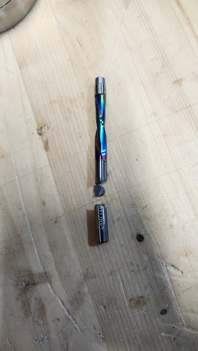 Customer photo review of High Performance Template Router Bit - 1/4" Spiral Down Cut Flush Trim Bit