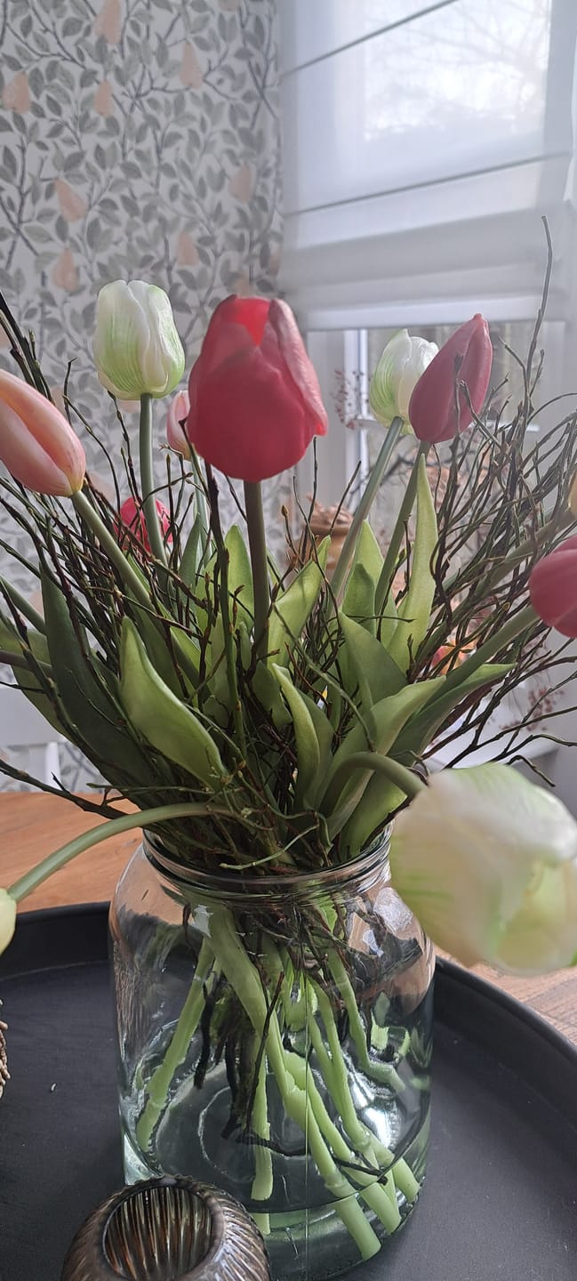 Customer photo review of Kunsttulpen 7st. Roze/ Creme 47cm