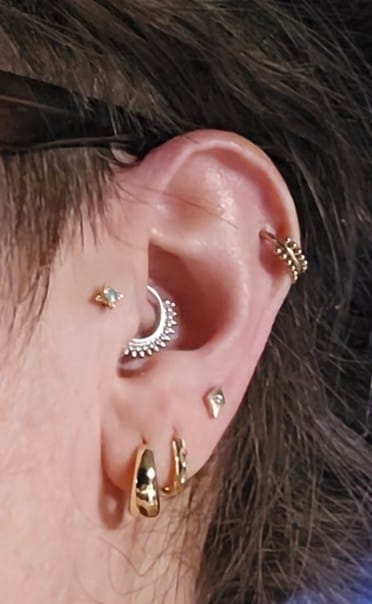 Customer photo review of 14k Zirconia Stud Earrings