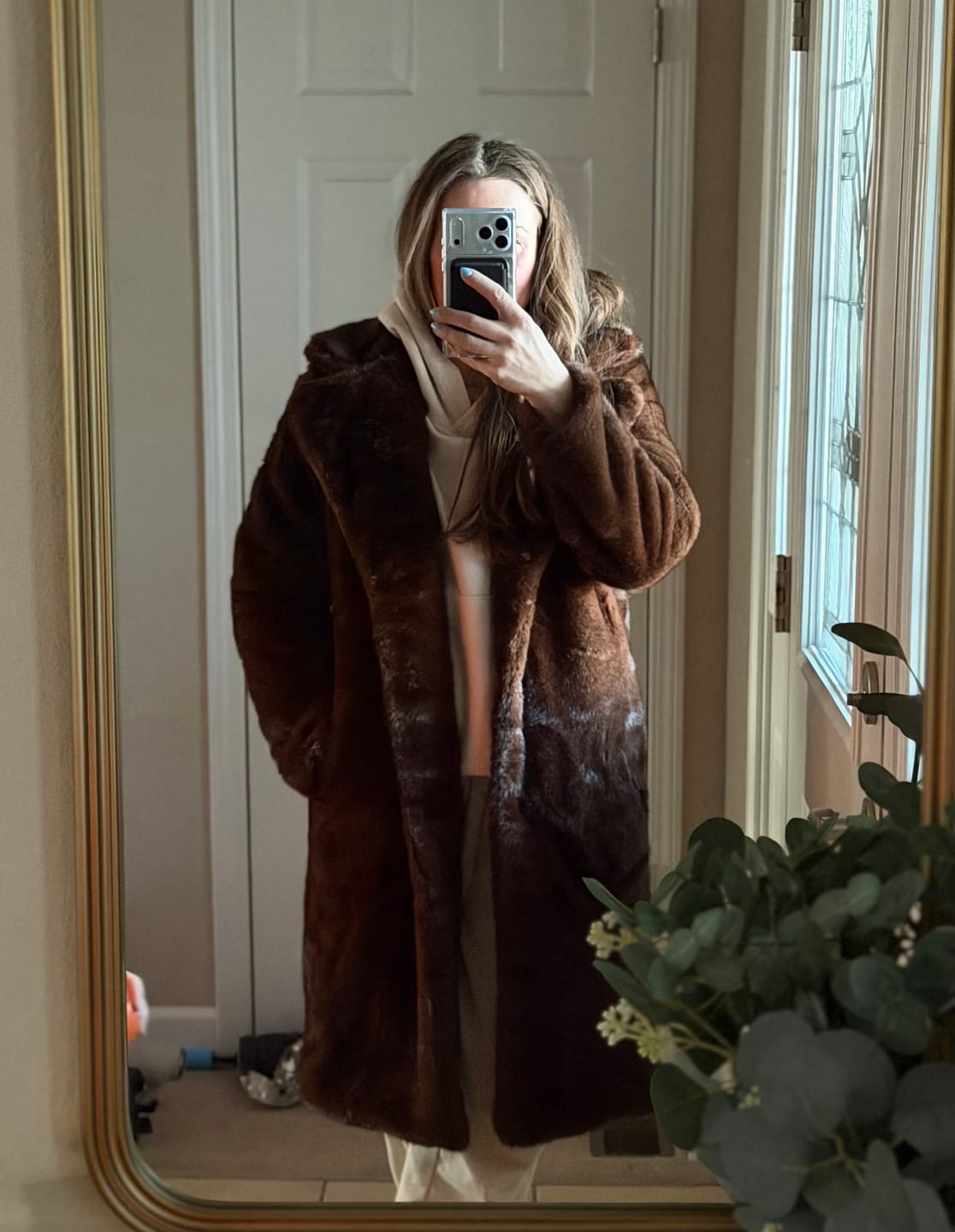 Customer photo review of Lucie Faux Fur Maxi Coat