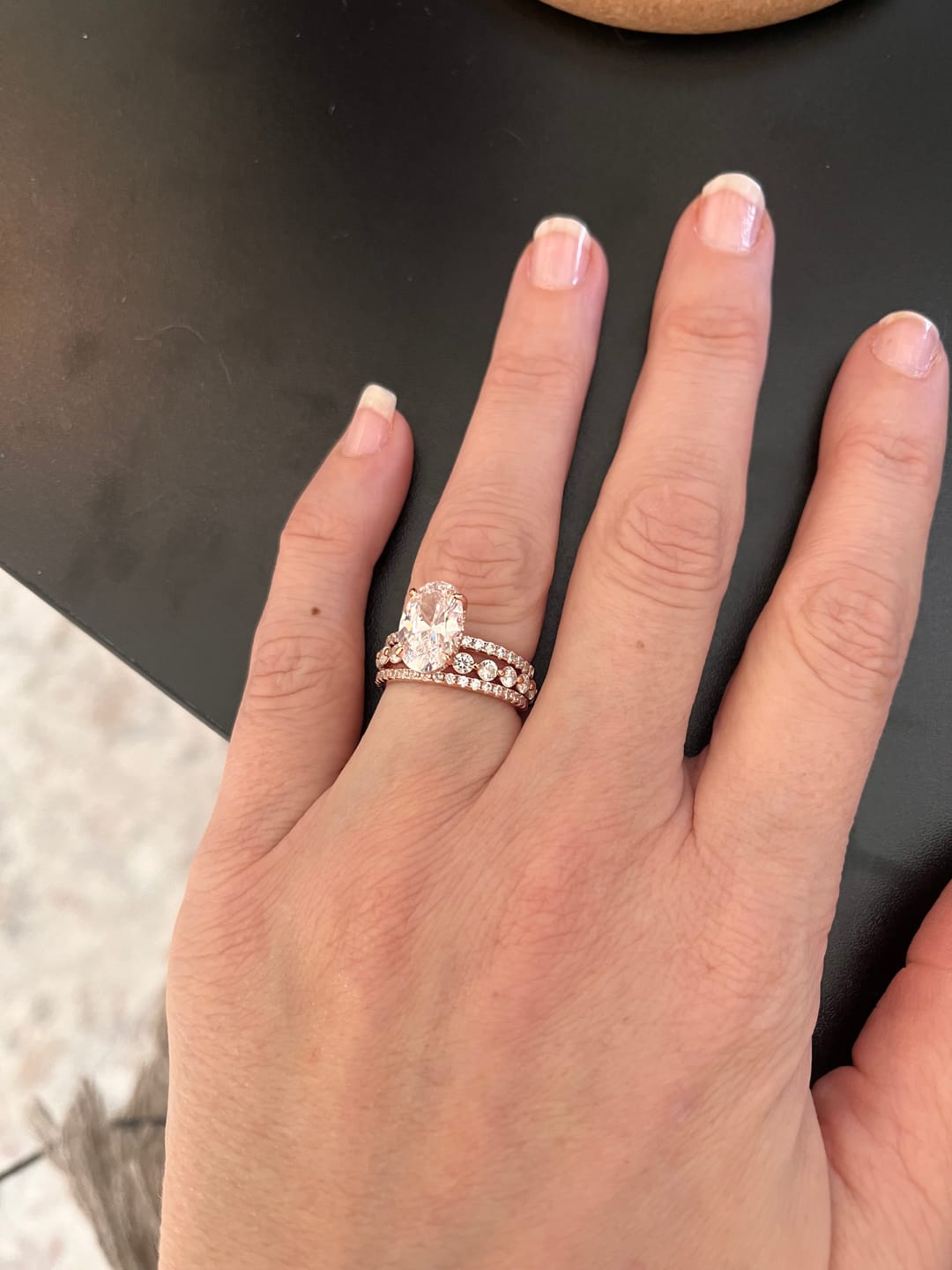 Customer photo review of S925 4.0Ct Oval Cut Classic Hidden Halo Pavé Engagement Ring Promise Ring