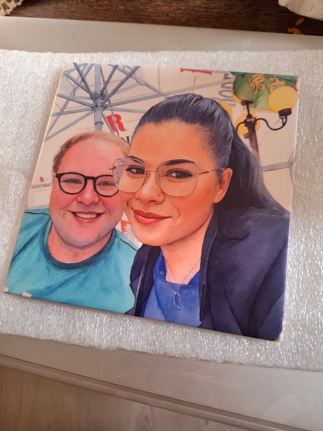 Customer photo review of Gepersonaliseerd tegeltje met eigen foto in waterverf stijl