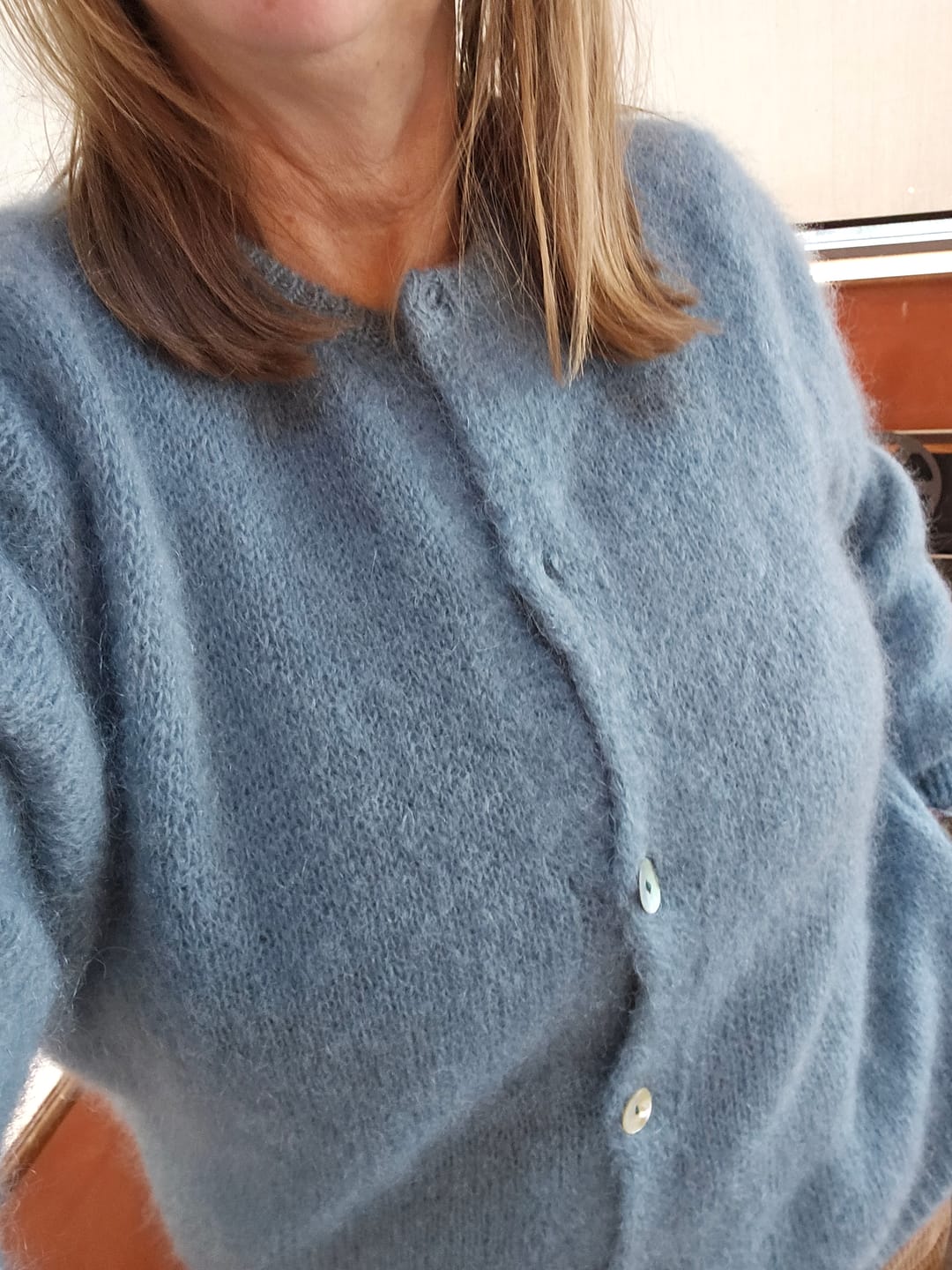 Customer photo review of Gilet Sélène - Bleu céladon